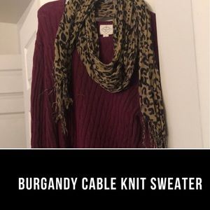 Burgundy Cable Knit Sweater